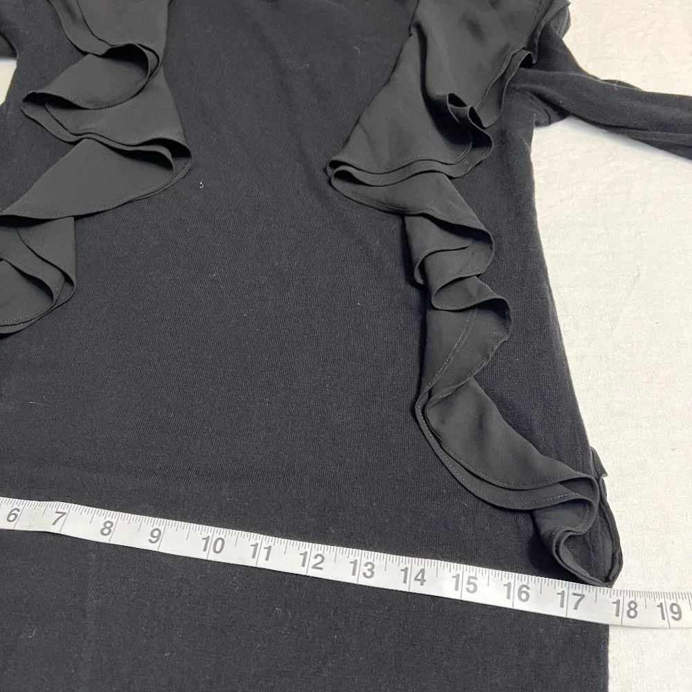 Lauren Ralph Lauren Women's Black Cardigan Dress Long Sleeve Ruffle Size M - Picture 8 of 9